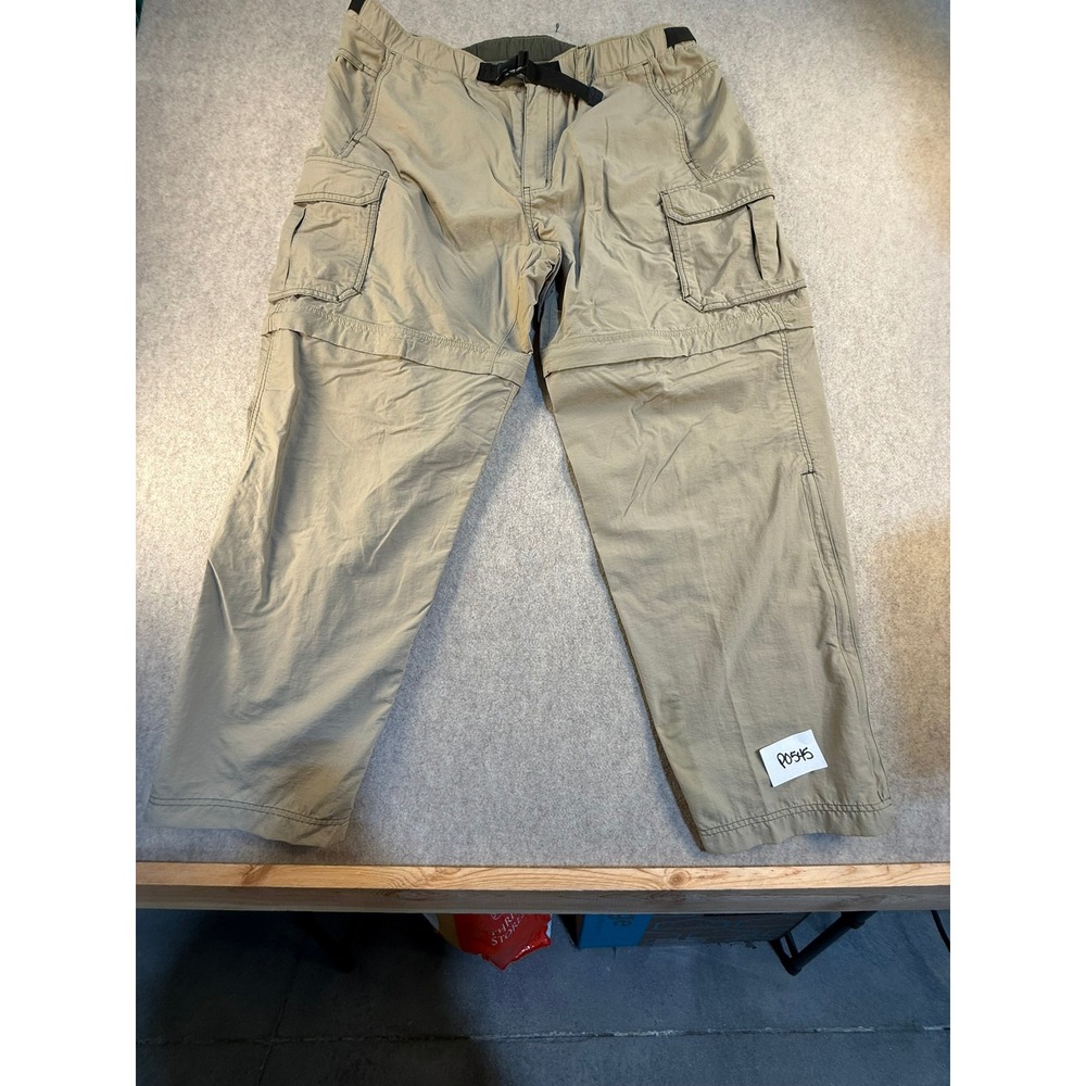 REI Sahara Mens L x 30 Convertible Cargo Hiking Pants Khaki UPF 50 Nylon Zip Off